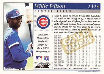 1994 Score - Gold Rush #134 Willie Wilson Back