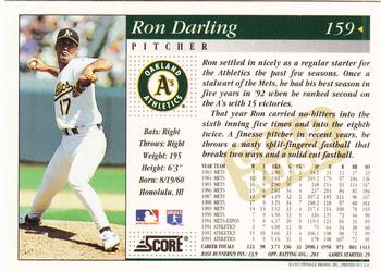 1994 Score - Gold Rush #159 Ron Darling Back