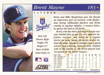 1994 Score - Gold Rush #183 Brent Mayne Back