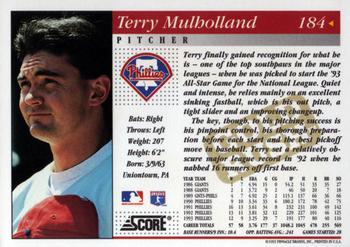 1994 Score - Gold Rush #184 Terry Mulholland Back