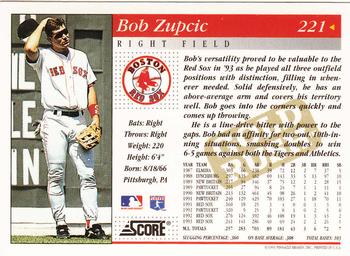 1994 Score - Gold Rush #221 Bob Zupcic Back