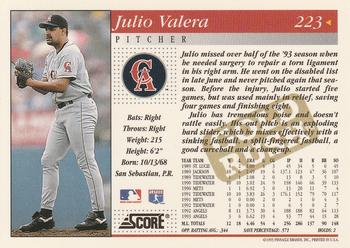 1994 Score - Gold Rush #223 Julio Valera Back