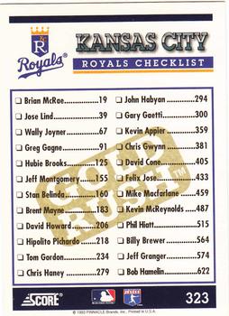 1994 Score - Gold Rush #323 Kansas City Royals Back