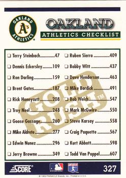 1994 Score - Gold Rush #327 Oakland Athletics Back