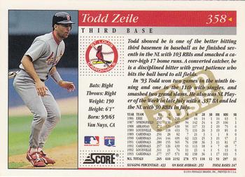 1994 Score - Gold Rush #358 Todd Zeile Back