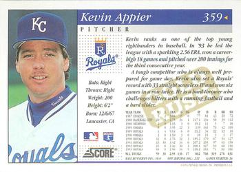 1994 Score - Gold Rush #359 Kevin Appier Back