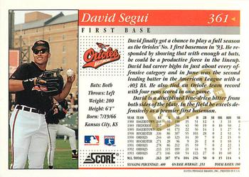 1994 Score - Gold Rush #361 David Segui Back