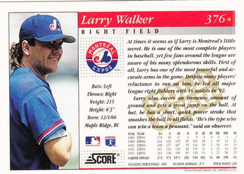 1994 Score - Gold Rush #376 Larry Walker Back