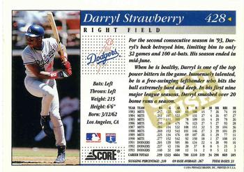1994 Score - Gold Rush #428 Darryl Strawberry Back