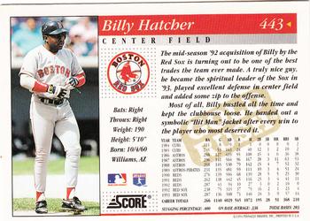 1994 Score - Gold Rush #443 Billy Hatcher Back