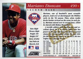 1994 Score - Gold Rush #490 Mariano Duncan Back