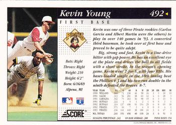1994 Score - Gold Rush #492 Kevin Young Back