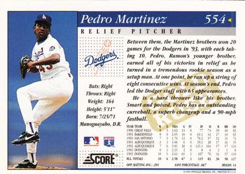 1994 Score - Gold Rush #554 Pedro Martinez Back