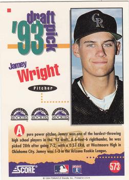 1994 Score - Gold Rush #573 Jamey Wright Back