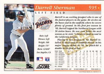 1994 Score - Gold Rush #595 Darrell Sherman Back