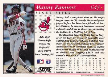 1994 Score - Gold Rush #645 Manny Ramirez Back
