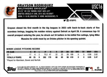 2023 Topps Chrome Update #USC16 Grayson Rodriguez Back
