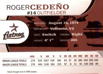 2000 Nabisco Albertson's Houston Astros #NNO Roger Cedeno Back