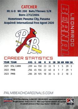 2023 Choice Palm Beach Cardinals #NNO Leonardo Bernal Back