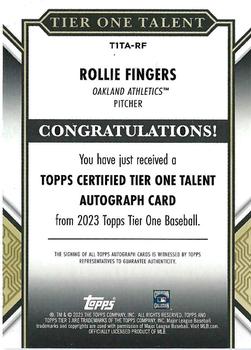 2023 Topps Tier One - Tier One Talent Autographs #T1TA-RF Rollie Fingers Back