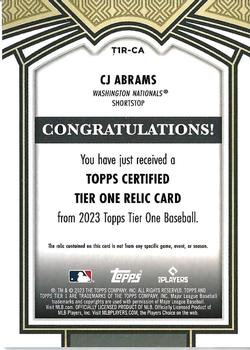 2023 Topps Tier One - Tier One Relics (Design A) #T1R-CA CJ Abrams Back