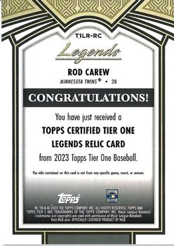 2023 Topps Tier One - Tier One Legends Relics #T1LR-RC Rod Carew Back
