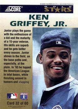 1994 Score - Gold Stars #32 Ken Griffey Jr. Back