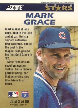 1994 Score - Gold Stars #3 Mark Grace Back
