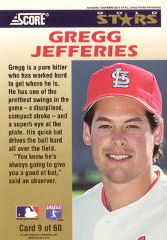 1994 Score - Gold Stars #9 Gregg Jefferies Back