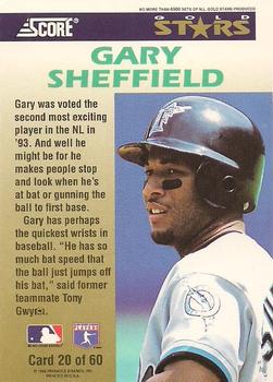 1994 Score - Gold Stars #20 Gary Sheffield Back