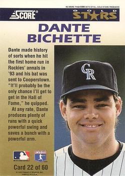 1994 Score - Gold Stars #22 Dante Bichette Back