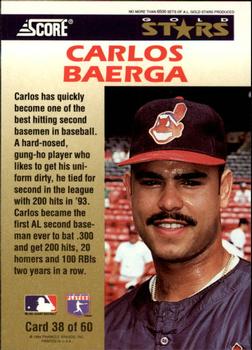 1994 Score - Gold Stars #38 Carlos Baerga Back