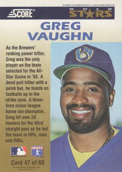 1994 Score - Gold Stars #47 Greg Vaughn Back