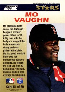 1994 Score - Gold Stars #51 Mo Vaughn Back