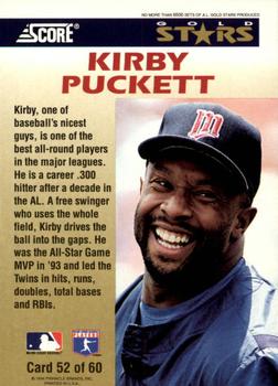 1994 Score - Gold Stars #52 Kirby Puckett Back