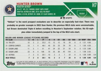 2023 Topps Holiday #H7 Hunter Brown Back