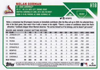 2023 Topps Holiday #H18 Nolan Gorman Back