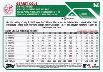 2023 Topps Holiday #H40 Gerrit Cole Back