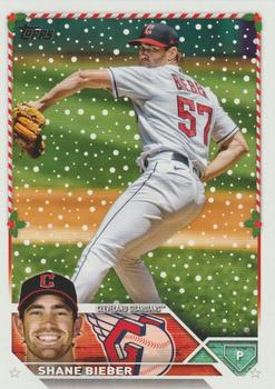 2023 Topps Holiday #H153 Shane Bieber Front