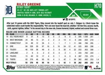 2023 Topps Holiday #H70 Riley Greene Back