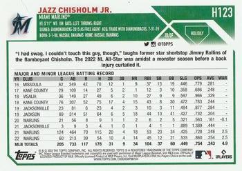 2023 Topps Holiday #H123 Jazz Chisholm Jr. Back