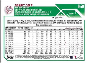 2023 Topps Holiday - Metallic #H40 Gerrit Cole Back