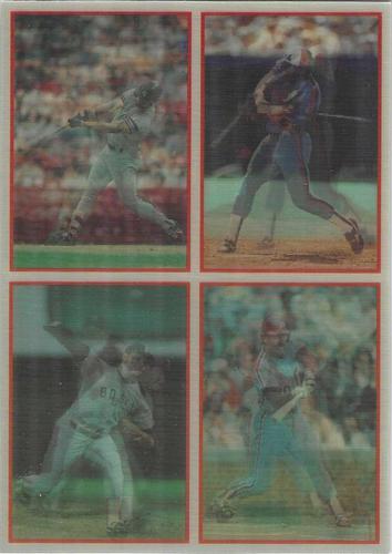 1987 Sportflics - Dealer Panels 5x7 #1 / 10 / 30 / 34 Don Mattingly / Tim Raines / Roger Clemens / Mike Schmidt Front