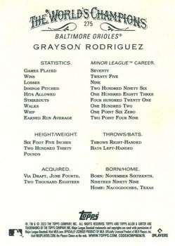 2023 Topps Allen & Ginter X #275 Grayson Rodriguez Back