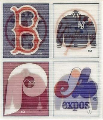 1987 Sportflics - Dealer Trivia Panels 3x4 #19 / 82 / 85 / 95 Red Sox Team Season Records / Yankees Team Standings / Phillies Team Season Records / Expos Team Season Records Front