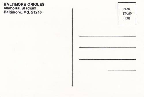 1986 Baltimore Orioles Postcards #NNO Scott McGregor Back