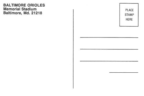 1981 Baltimore Orioles Postcards #NNO Ralph Rowe Back