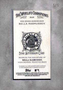 2023 Topps Allen & Ginter X - Framed Mini Autographs Non-Baseball Black Frame Gold Ink #MA-BR Bella Rasmussen Back