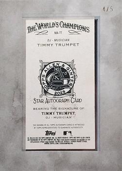 2023 Topps Allen & Ginter X - Framed Mini Autographs Non-Baseball Black Frame Gold Ink #MA-TT Timmy Trumpet Back