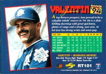 1994 Score Rookie & Traded #RT101 Jose Valentin Back